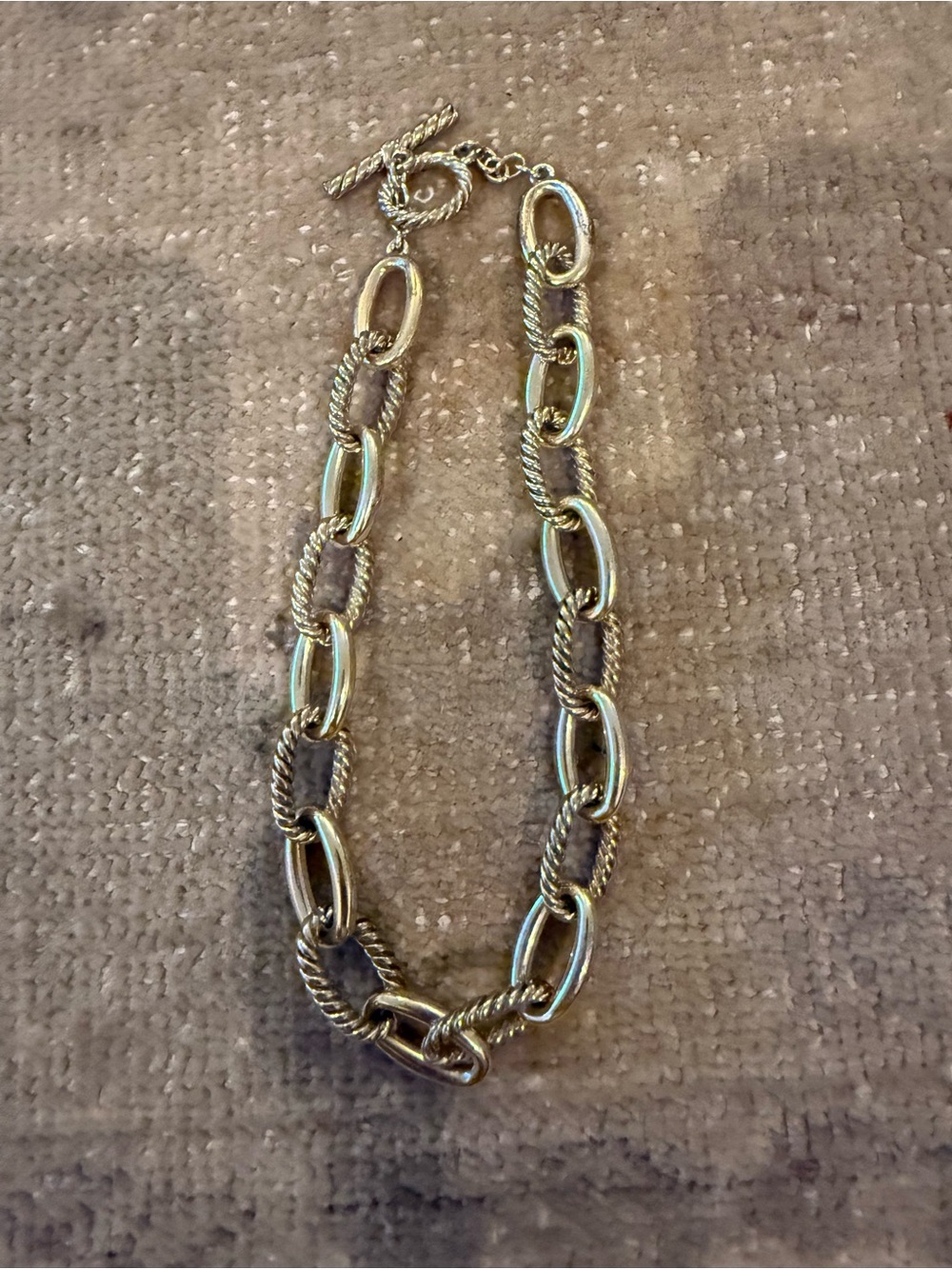 Gold-Tone Textured Link Necklace for Women